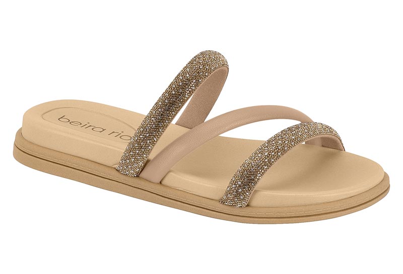 BEIRA RIO / BEGE 435-DOURADO-CRISTAL/BEGE 435 / CAJA DE 12 PARES