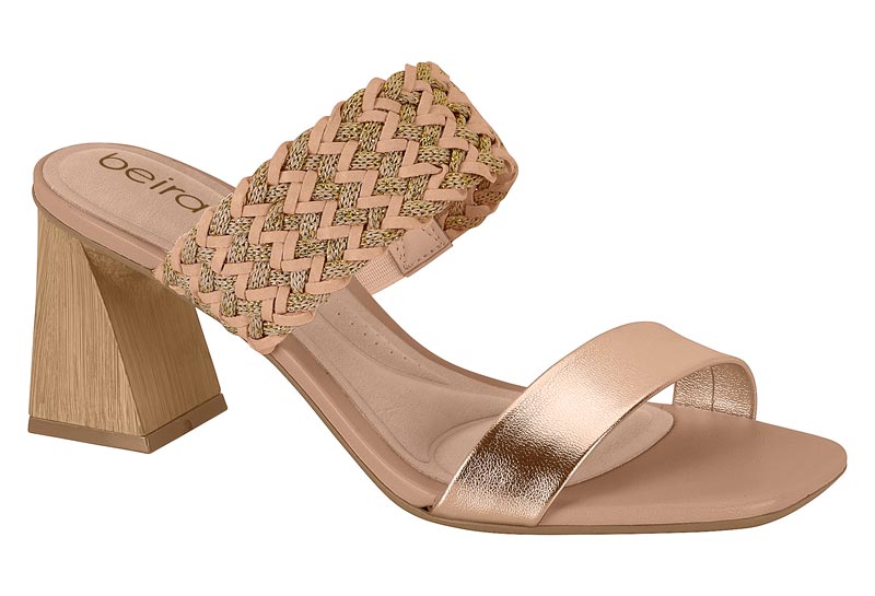 BEIRA RIO / NUDE 658/DORADO/ORO ROSADO / CAJA DE 8 PARES