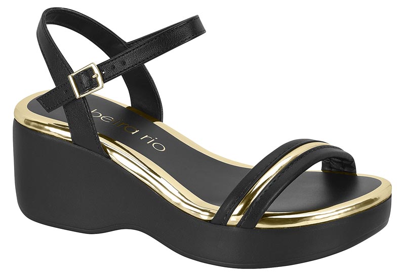 BEIRA RIO / NEGRO/NEGRO/DORADO / CAJA DE 6 PARES