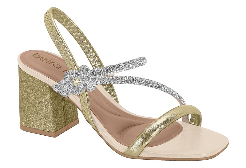 BEIRA RIO / DORADO/CRISTAL-PLATA / CAJA DE 8 PARES