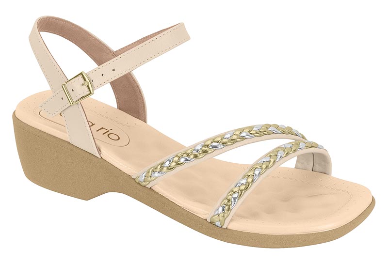 BEIRA RIO / CREMA 985/DORADO/PLATA / CAJA DE 12 PARES