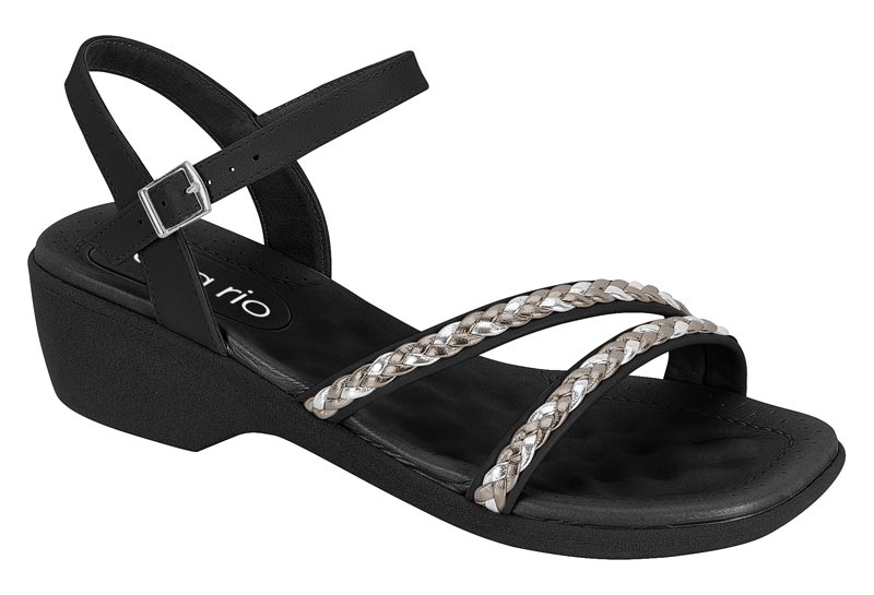 BEIRA RIO / NEGRO 01/GRAFITE 914/PLATA / CAJA DE 12 PARES