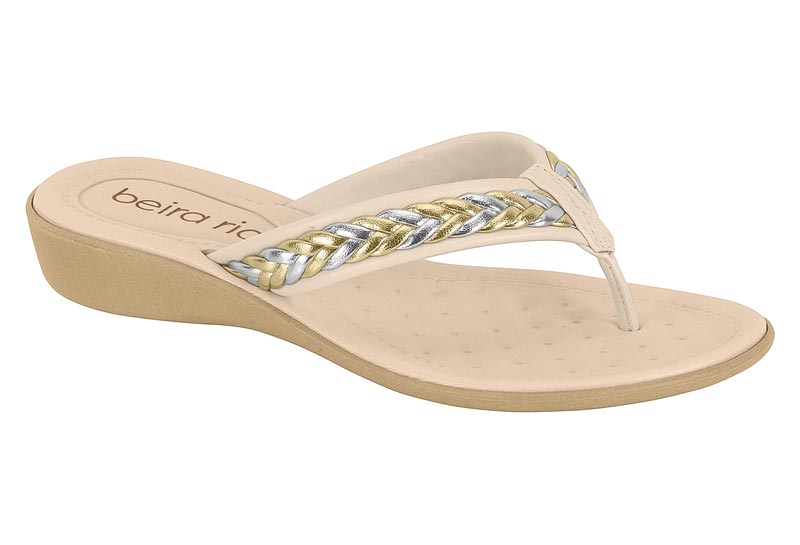 BEIRA RIO / CREMA 985/DORADO/PLATA / CAJA DE 8 PARES