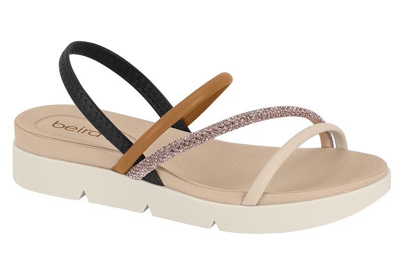 BEIRA RIO / CACAO 1277/CAMEL 1165/ORO ROSADO-SILVER/CREMA 985 / CAJA DE 8 PARES